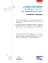 Portada de Migración Laboral Haitiana hacia República Dominicana: Realidad, Retos y Propuestas hacia una Gobernanza más Efectiva